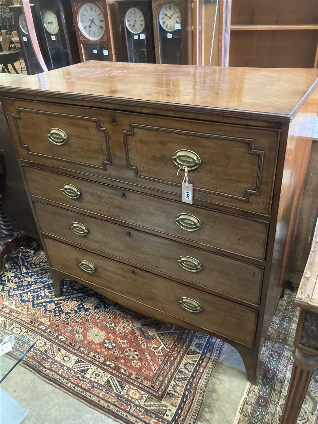 A Regency mahogany secretaire chest, width 106cm depth 55cm height 106cm